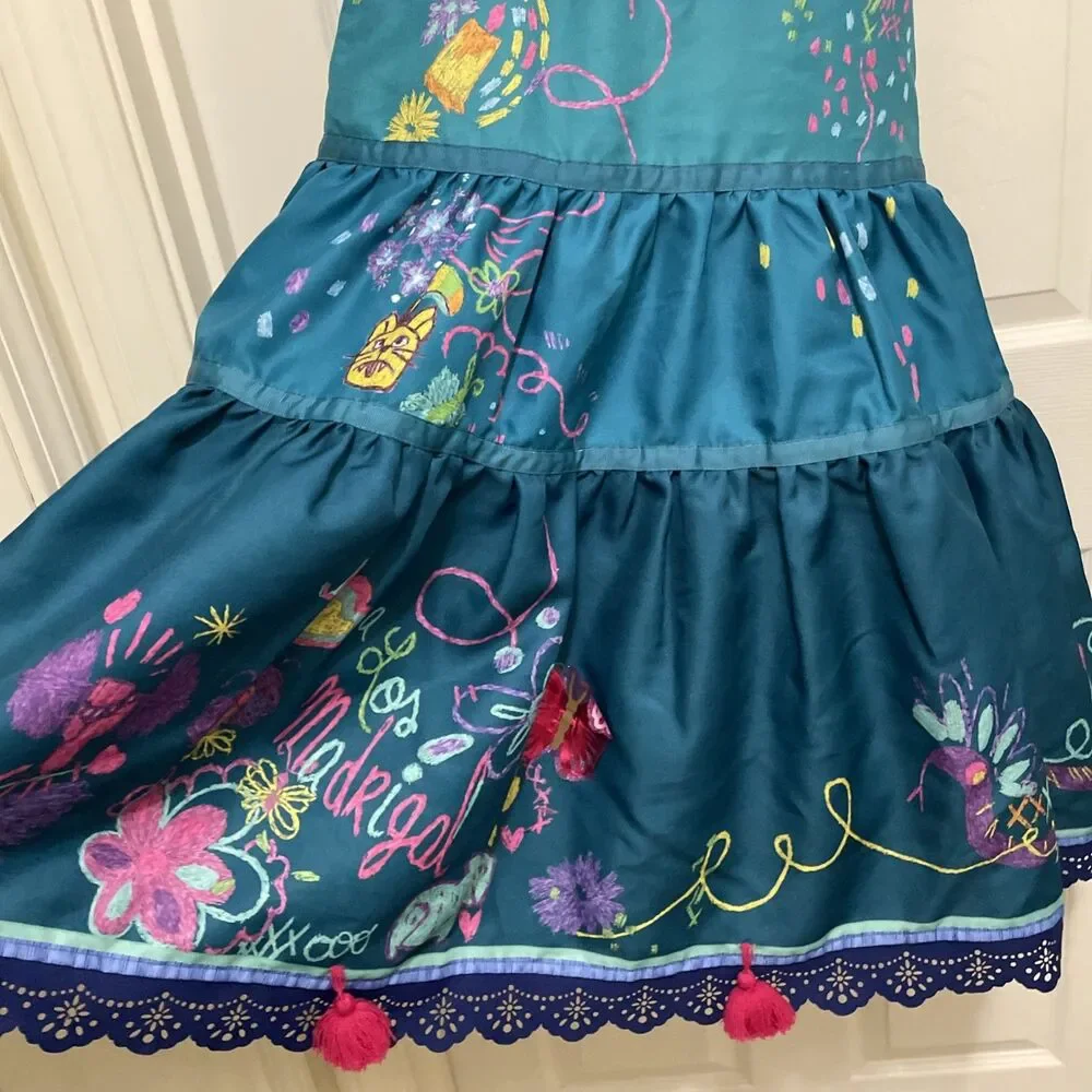 Disney Encanto Mirabel Costume Dress Madrigal Dress Up Halloween Girls Sz 8 - 10